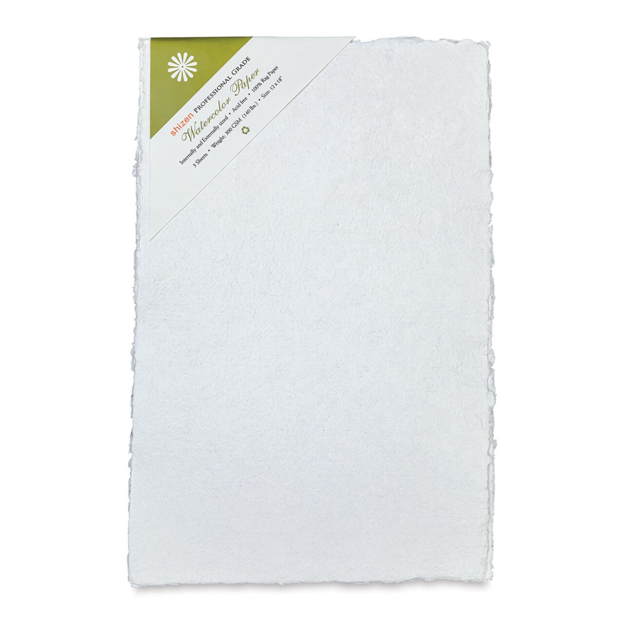 Shizen Professional Watercolor Paper - 12" x 18", Cold Press/Rough, Pkg of 5 Sheets